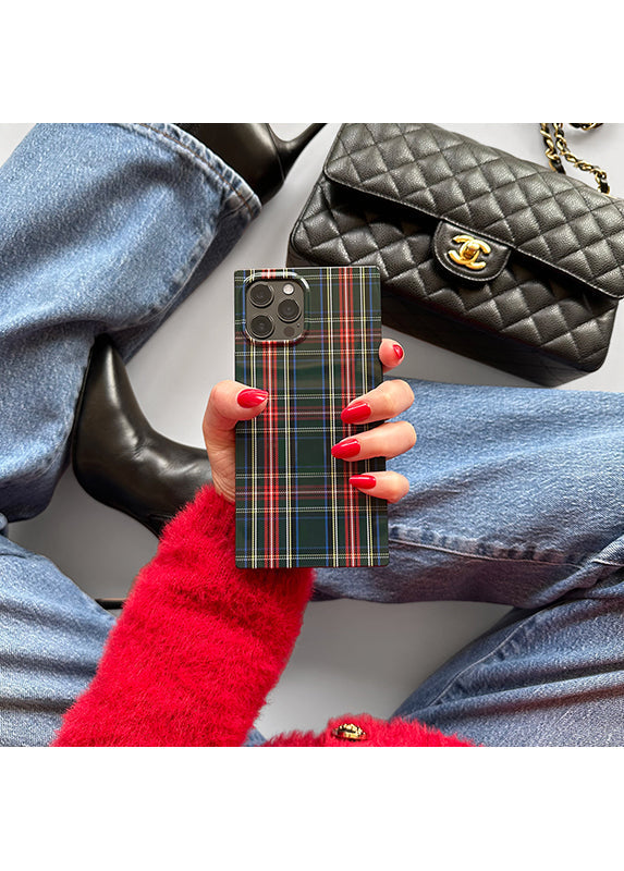 SQUARE? Green Plaid Galaxy Case