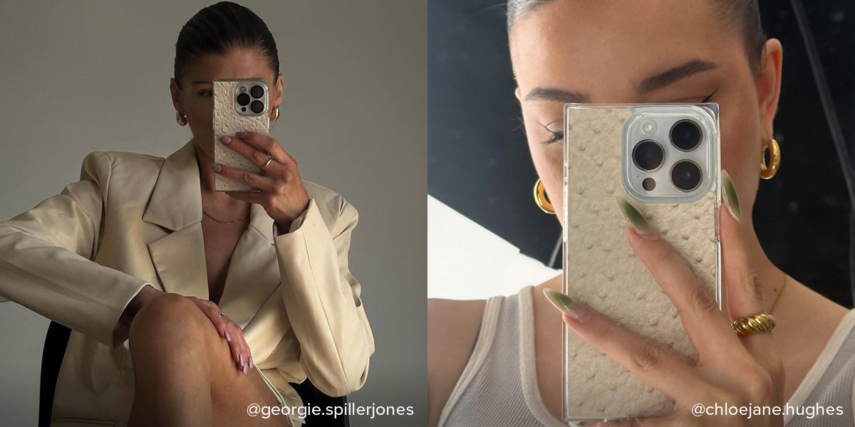 SQUARE? Ivory Ostrich Faux Leather Galaxy Case