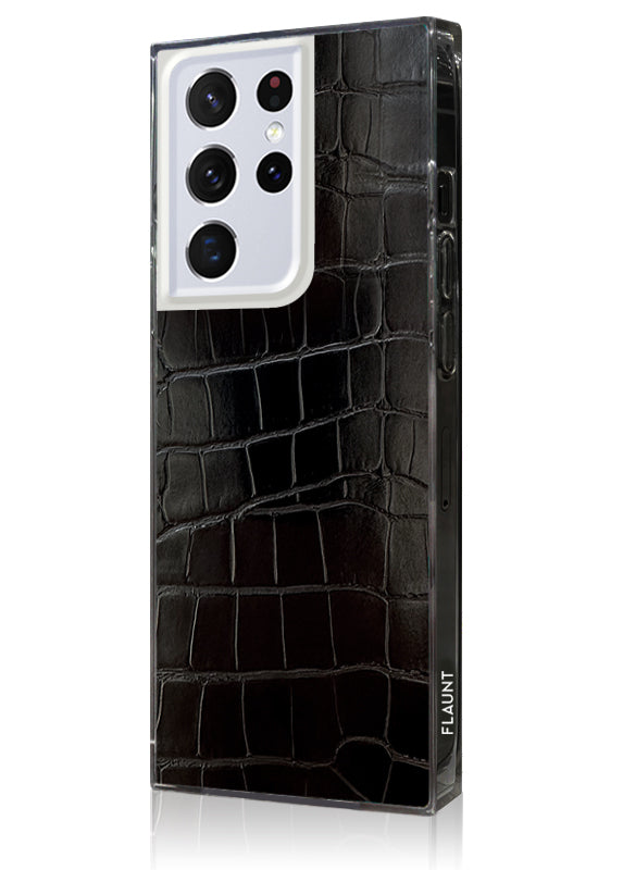 SQUARE? Black Crocodile Faux Leather Galaxy Case