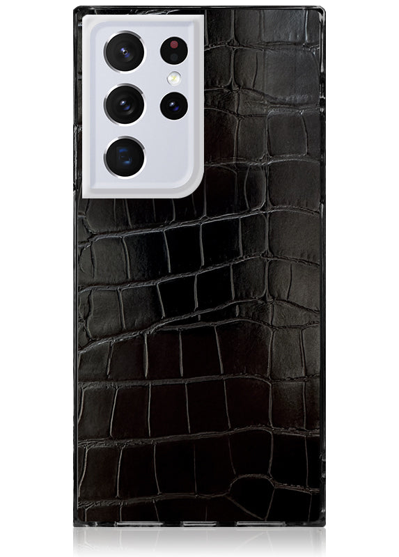 SQUARE? Black Crocodile Faux Leather Galaxy Case