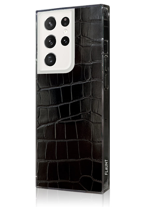 SQUARE? Black Crocodile Faux Leather Galaxy Case