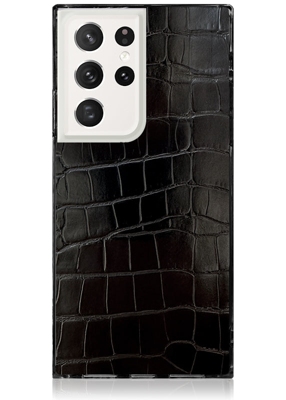 SQUARE? Black Crocodile Faux Leather Galaxy Case