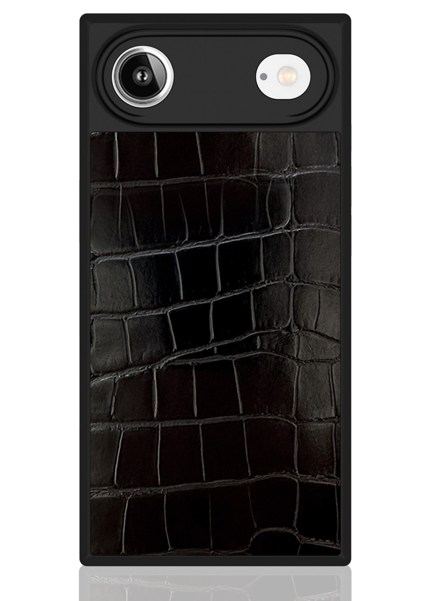 SQUARE? Black Crocodile Faux Leather iPhone Case