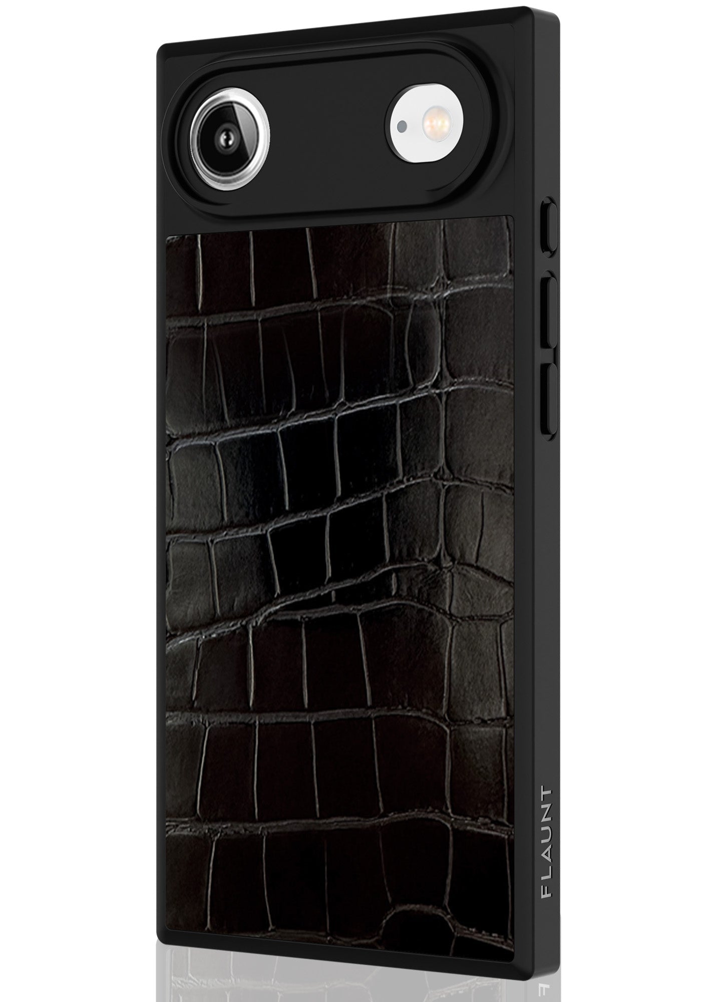 SQUARE? Black Crocodile Faux Leather iPhone Case