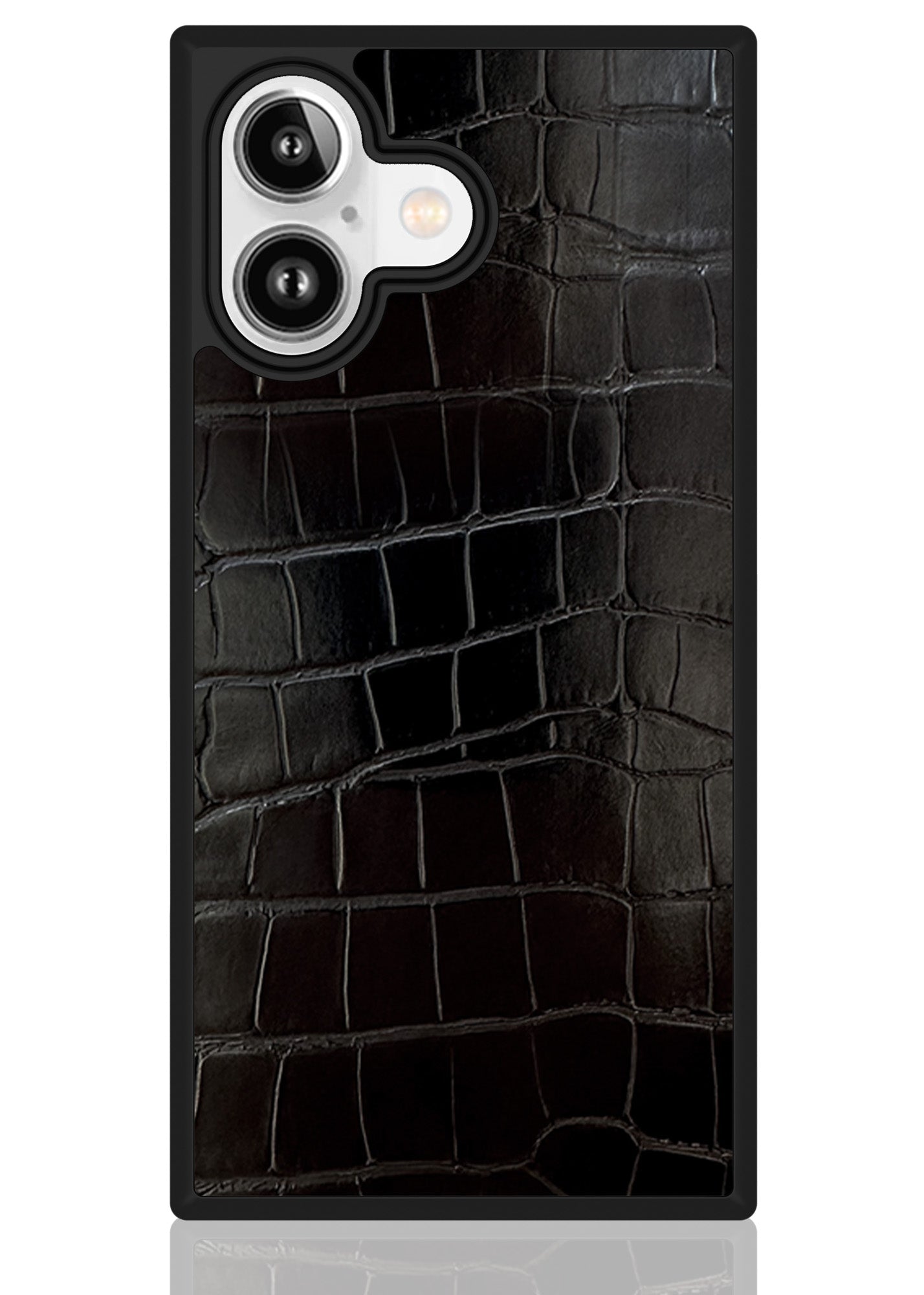 SQUARE? Black Crocodile Faux Leather iPhone Case