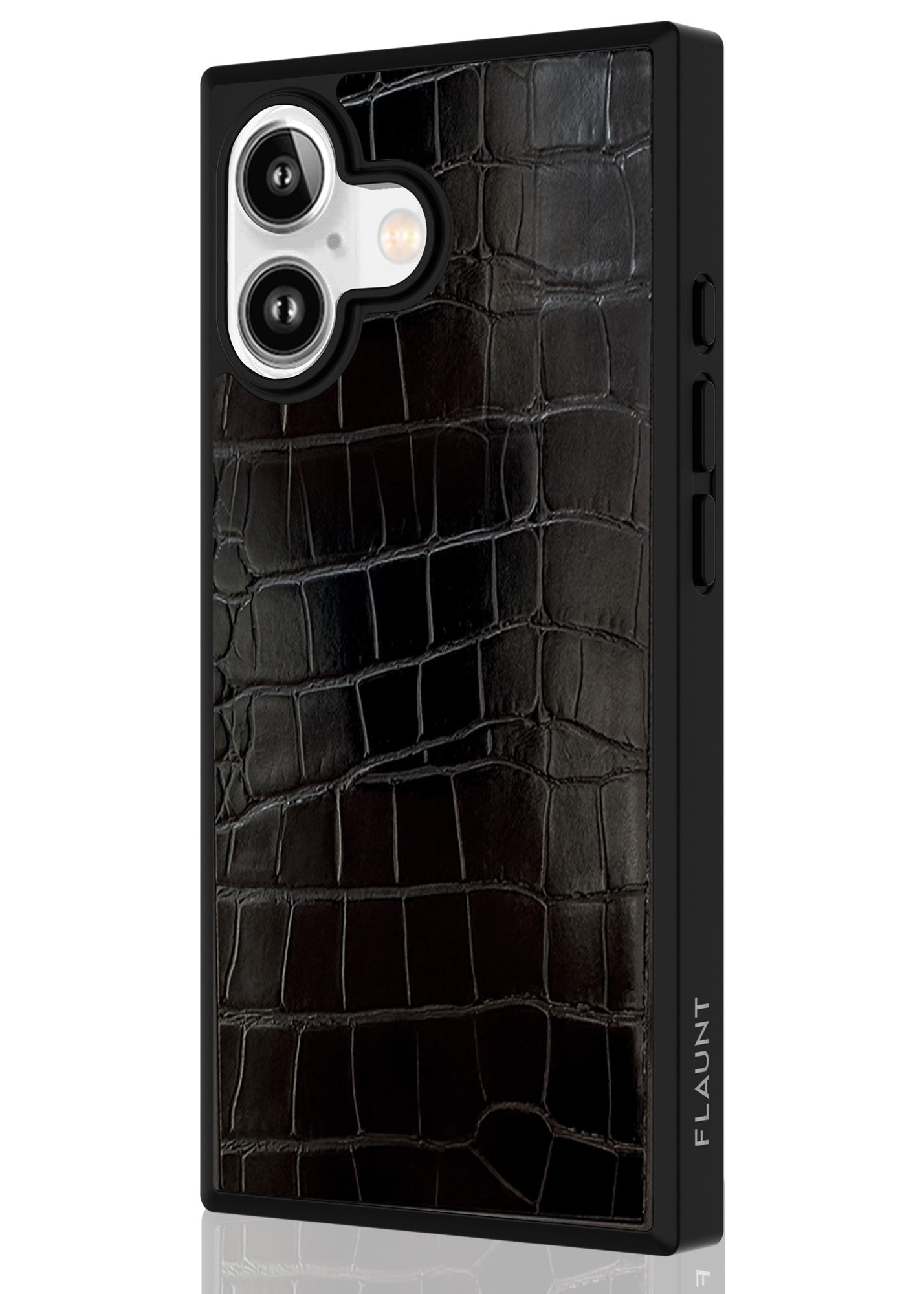 SQUARE? Black Crocodile Faux Leather iPhone Case