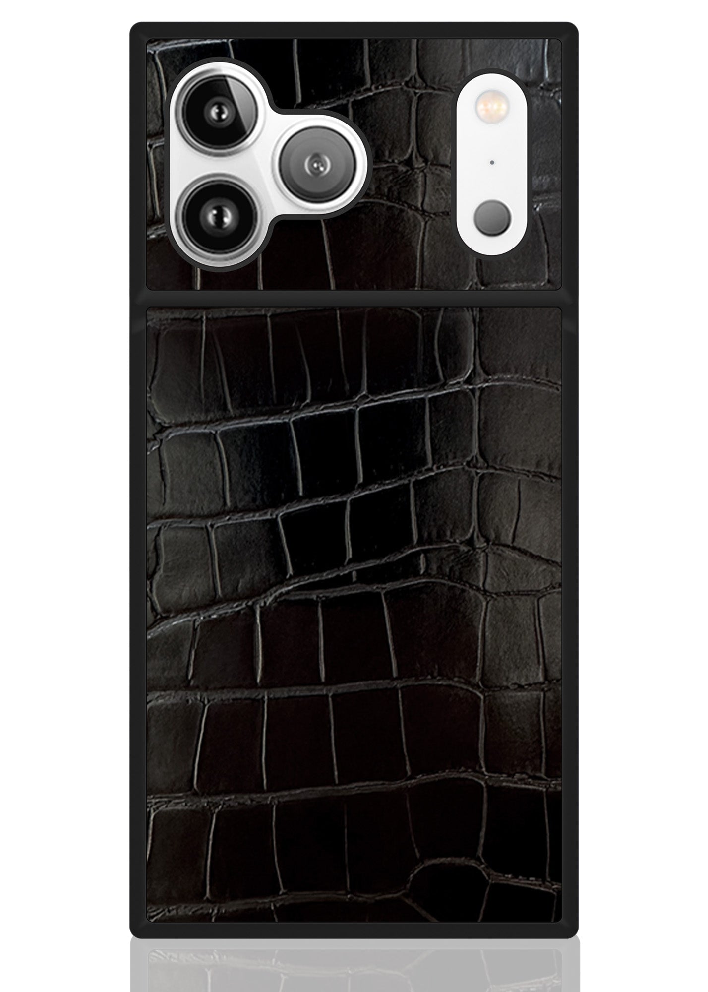 SQUARE? Black Crocodile Faux Leather iPhone Case