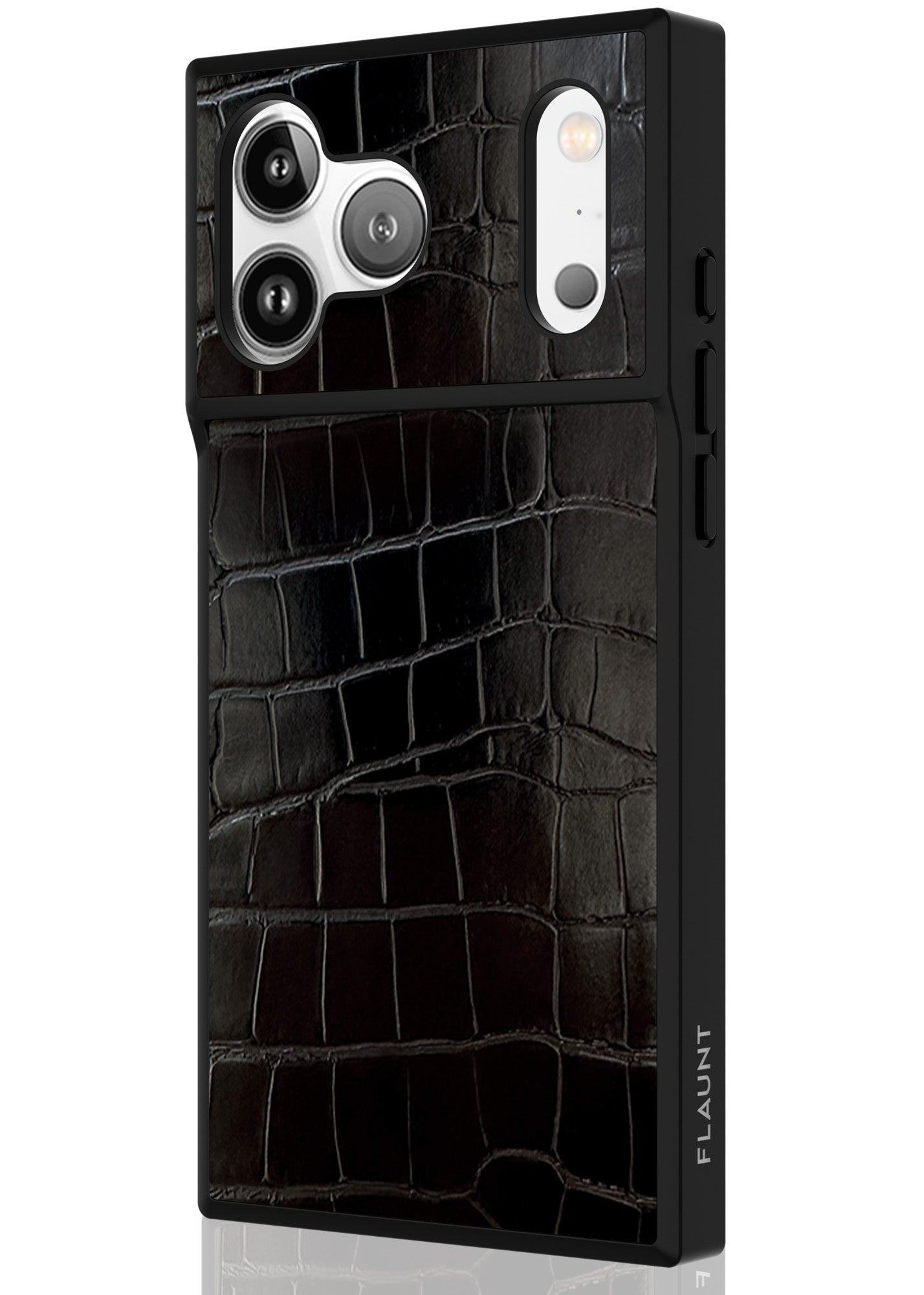 SQUARE? Black Crocodile Faux Leather iPhone Case