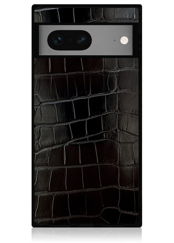 SQUARE? Black Crocodile Faux Leather Pixel Case