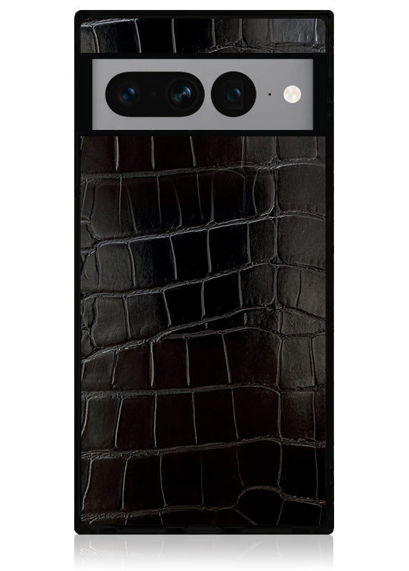 SQUARE? Black Crocodile Faux Leather Pixel Case