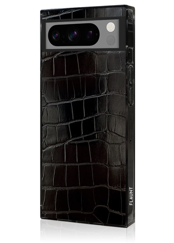 SQUARE? Black Crocodile Faux Leather Pixel Case
