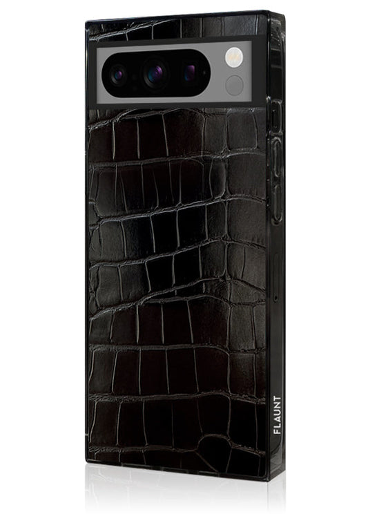 SQUARE? Black Crocodile Faux Leather Pixel Case