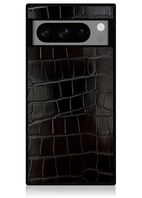 SQUARE? Black Crocodile Faux Leather Pixel Case
