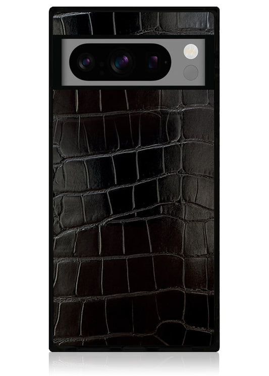 SQUARE? Black Crocodile Faux Leather Pixel Case