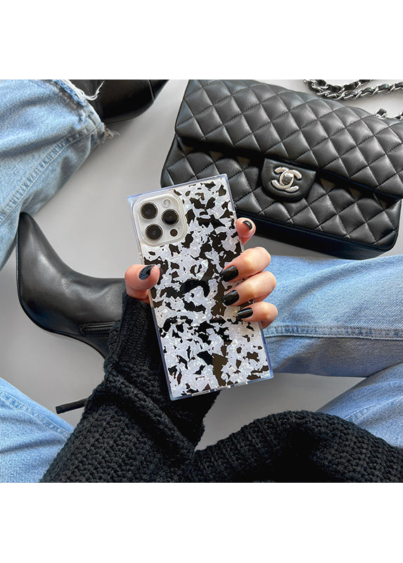 SQUARE? Black & White Tortoise Shell iPhone Case