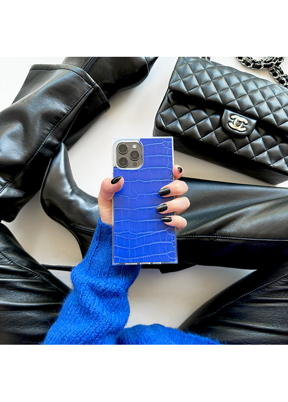 SQUARE? Blue Crocodile Faux Leather iPhone Case