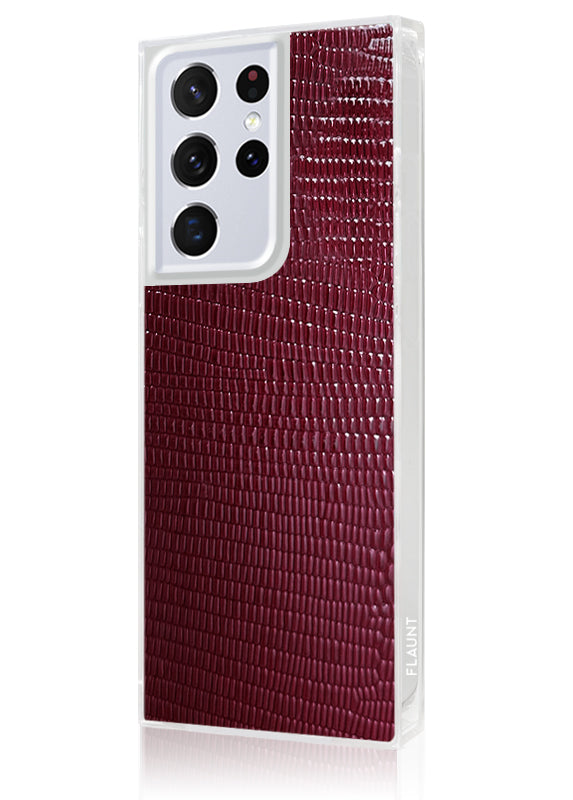 SQUARE? Burgundy Lizard Faux Leather Galaxy Case