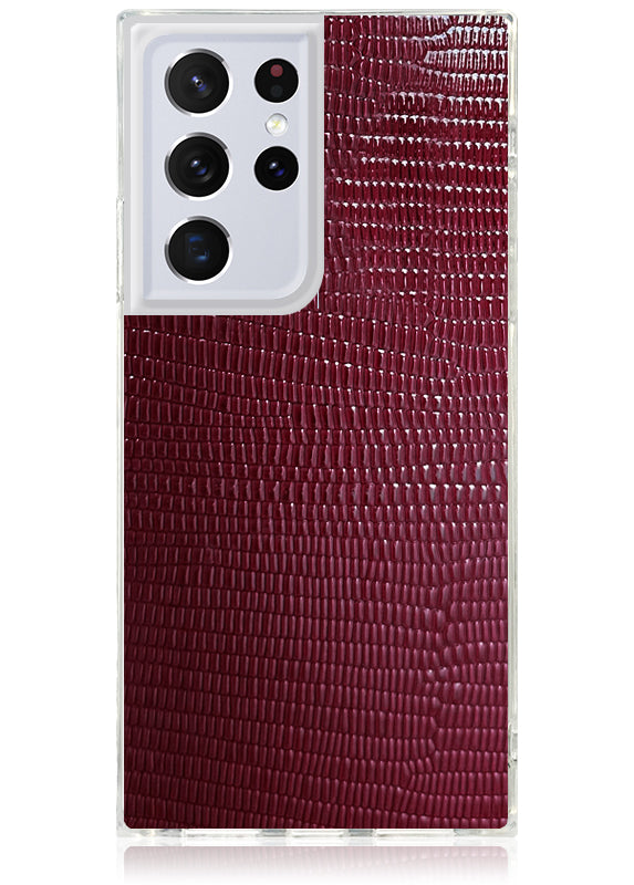 SQUARE? Burgundy Lizard Faux Leather Galaxy Case