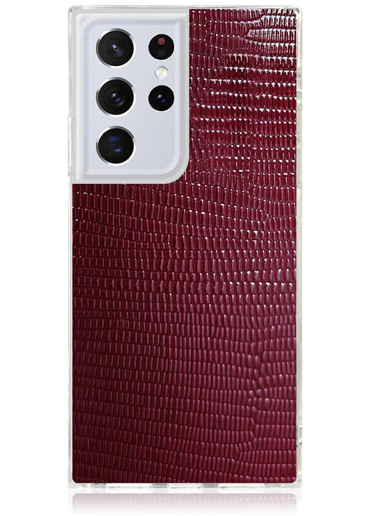 SQUARE? Burgundy Lizard Faux Leather Galaxy Case