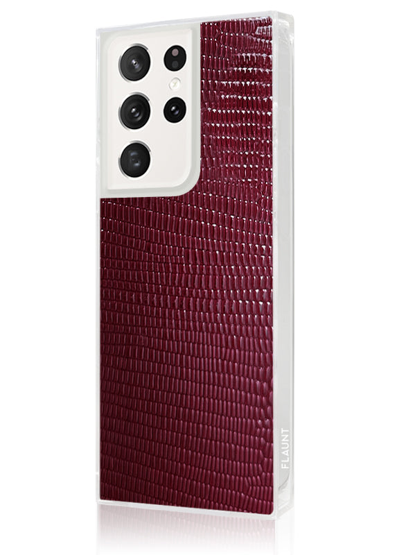 SQUARE? Burgundy Lizard Faux Leather Galaxy Case