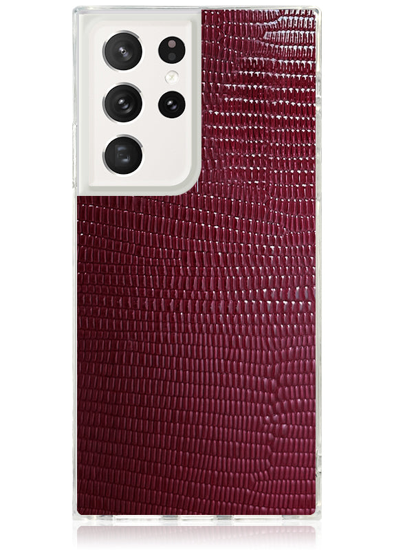 SQUARE? Burgundy Lizard Faux Leather Galaxy Case