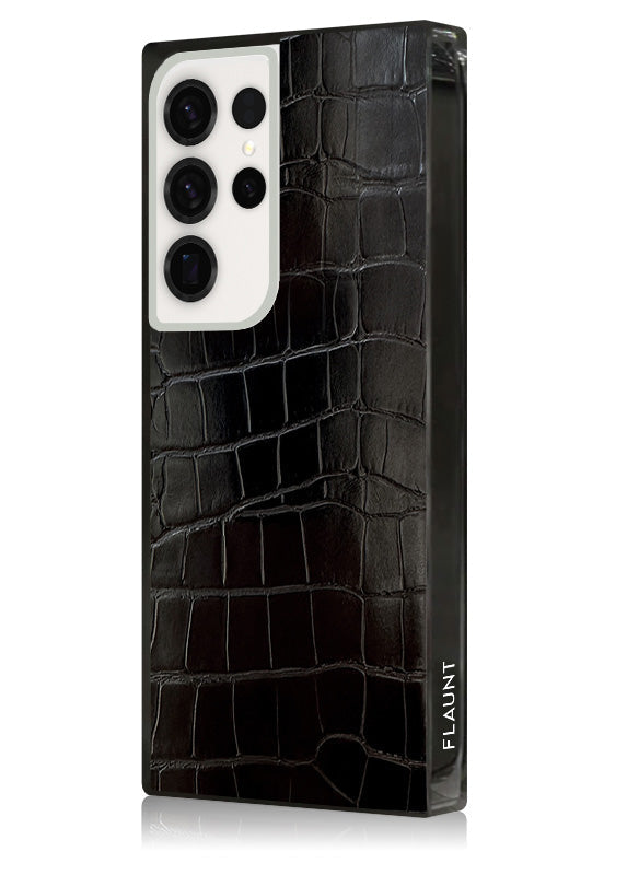 SQUARE? Black Crocodile Faux Leather Galaxy Case