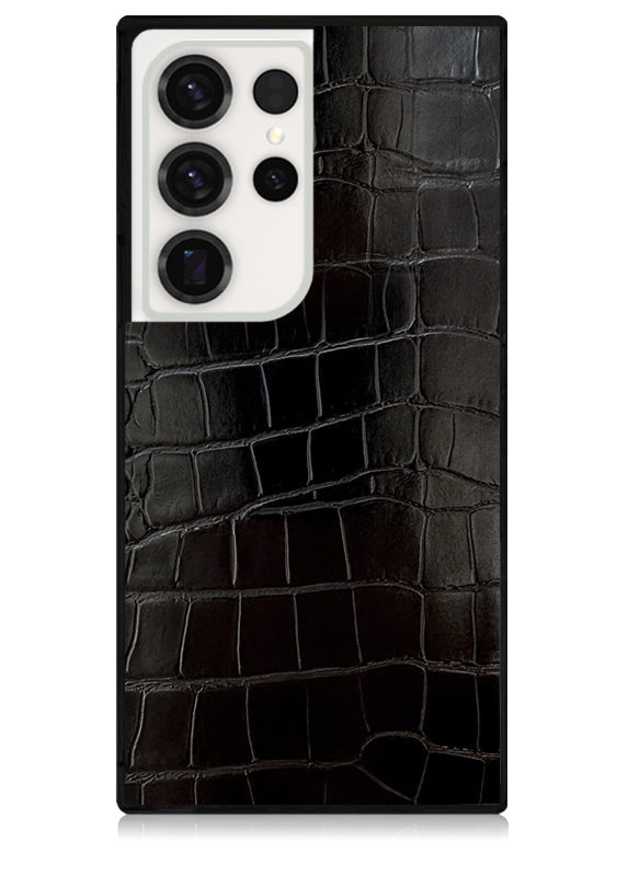 SQUARE? Black Crocodile Faux Leather Galaxy Case