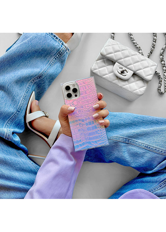 SQUARE? Iridescent Crocodile Faux Leather iPhone Case