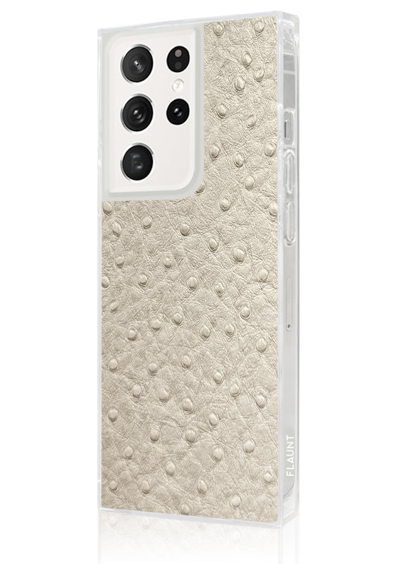 SQUARE? Ivory Ostrich Faux Leather Galaxy Case