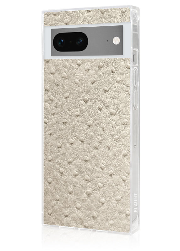 SQUARE? Ivory Ostrich Faux Leather Pixel Case