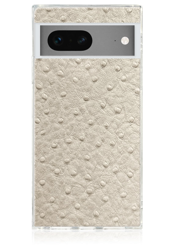 SQUARE? Ivory Ostrich Faux Leather Pixel Case