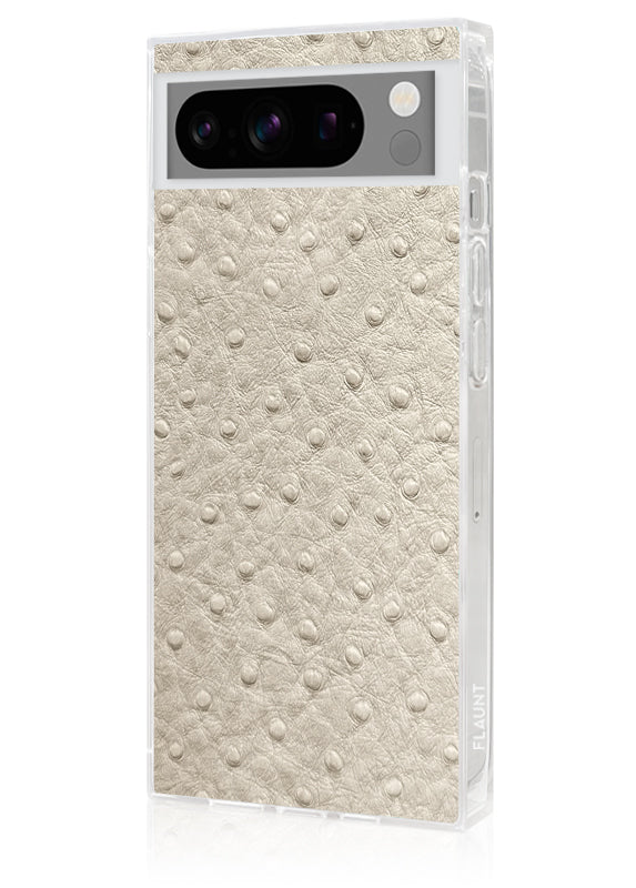 SQUARE? Ivory Ostrich Faux Leather Pixel Case