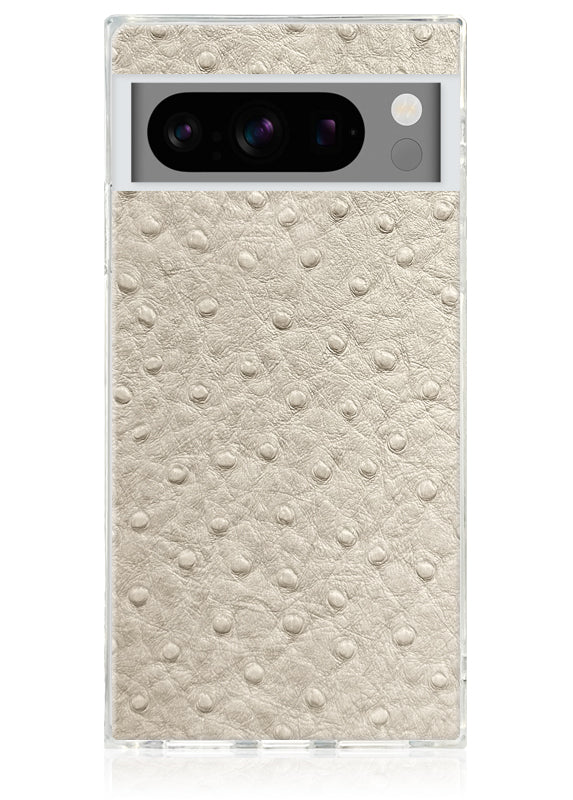 SQUARE? Ivory Ostrich Faux Leather Pixel Case