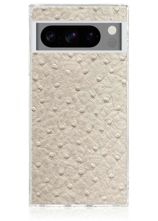 SQUARE? Ivory Ostrich Faux Leather Pixel Case