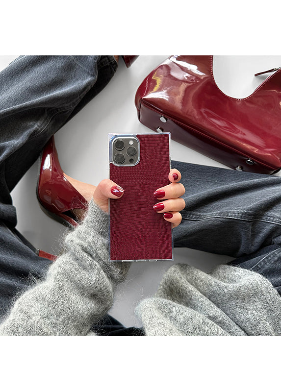 SQUARE? Burgundy Lizard Faux Leather Galaxy Case