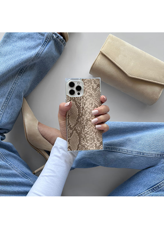 SQUARE? Nude Python Faux Leather iPhone Case