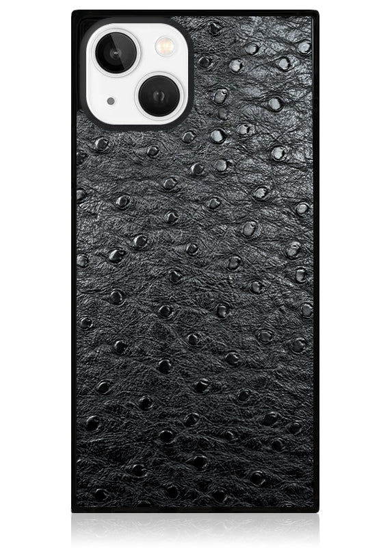 SQUARE? Black Ostrich Faux Leather iPhone Case