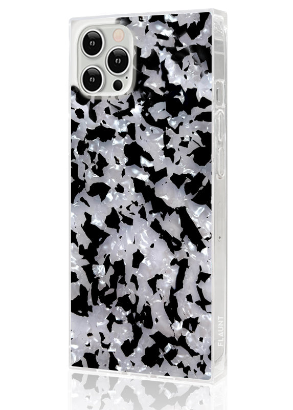 SQUARE? Black & White Tortoise Shell iPhone Case