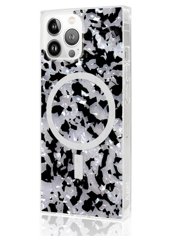 SQUARE? Black & White Tortoise Shell iPhone Case