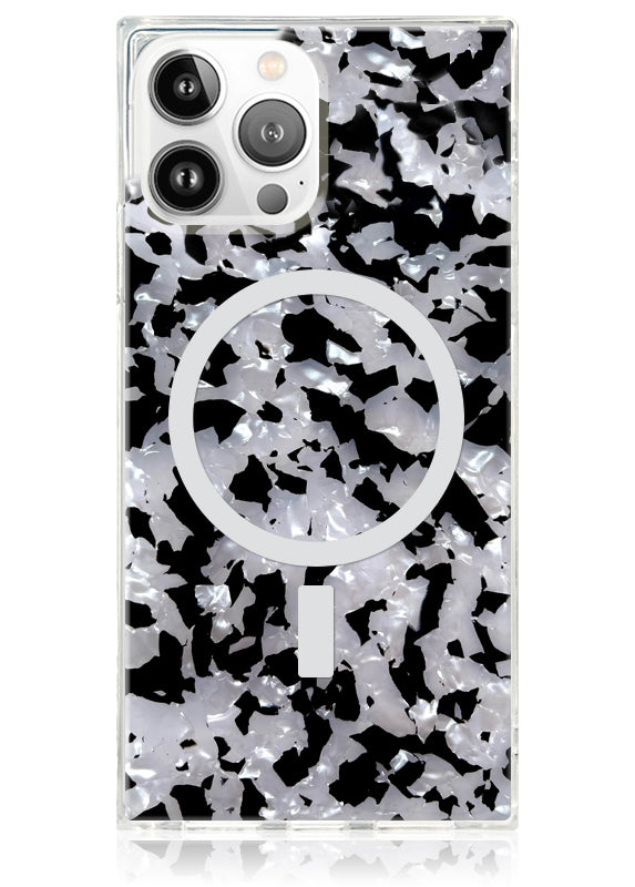 SQUARE? Black & White Tortoise Shell iPhone Case