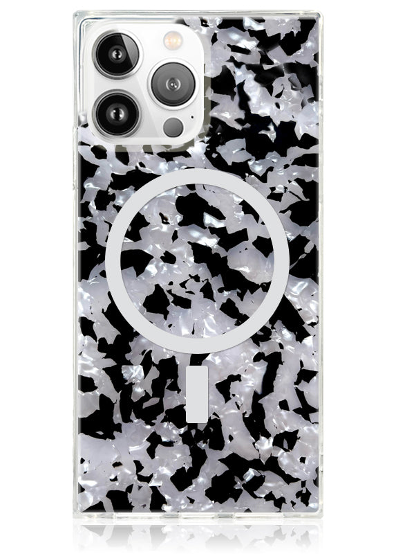 SQUARE? Black & White Tortoise Shell iPhone Case
