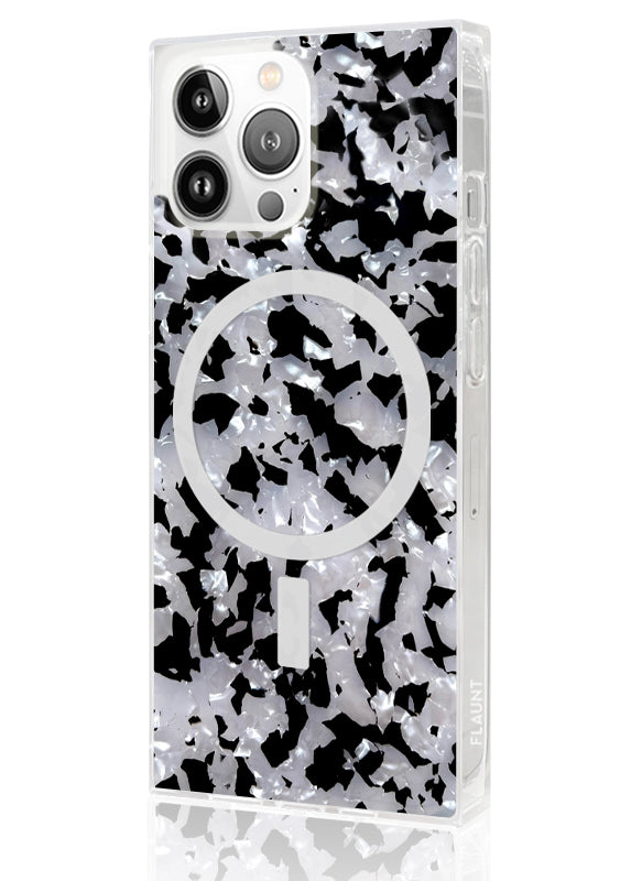 SQUARE? Black & White Tortoise Shell iPhone Case