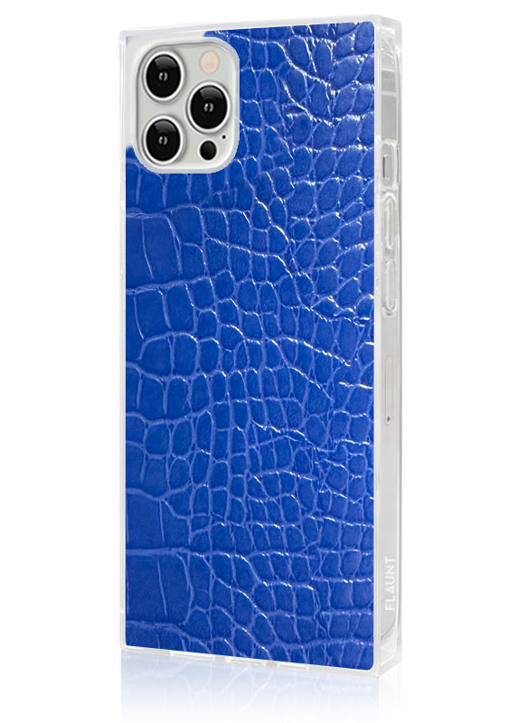 SQUARE? Blue Crocodile Faux Leather iPhone Case