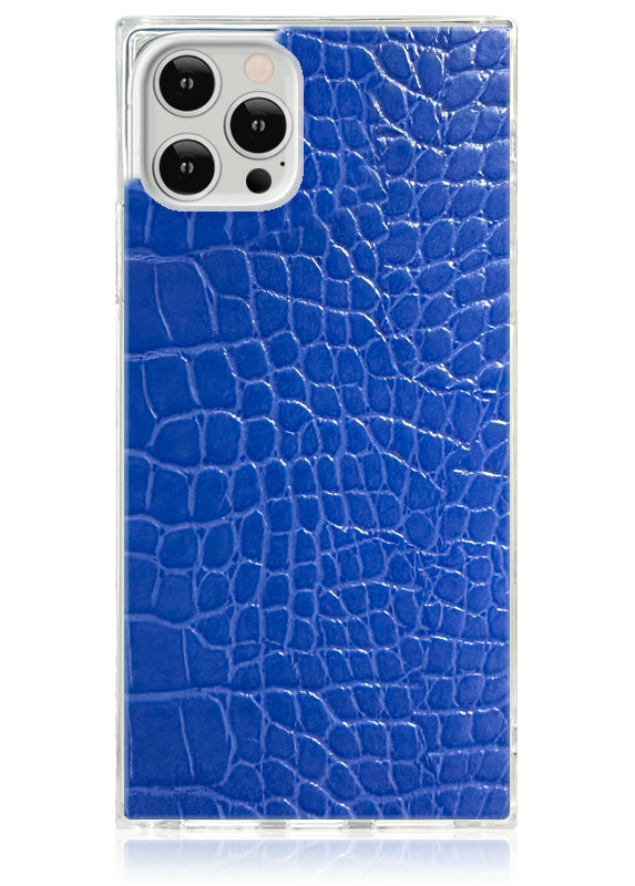 SQUARE? Blue Crocodile Faux Leather iPhone Case