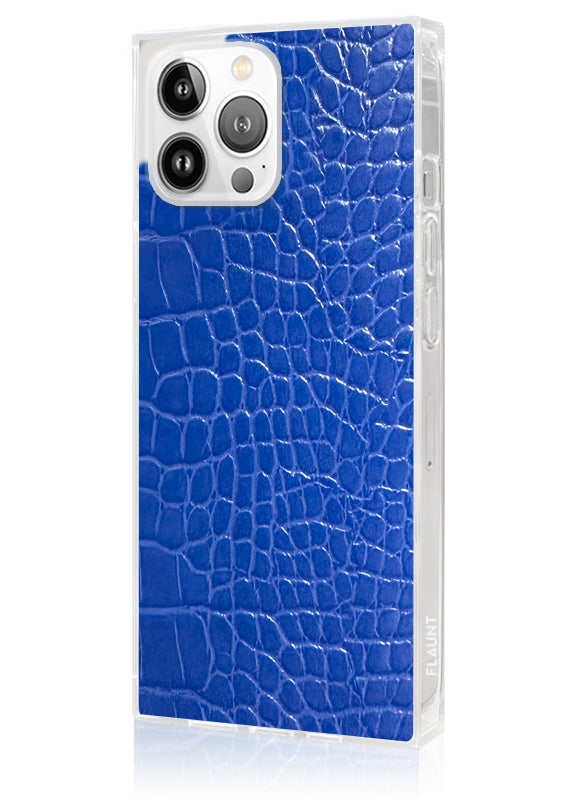 SQUARE? Blue Crocodile Faux Leather iPhone Case
