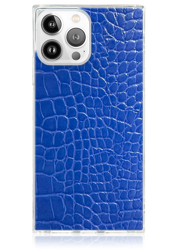 SQUARE? Blue Crocodile Faux Leather iPhone Case