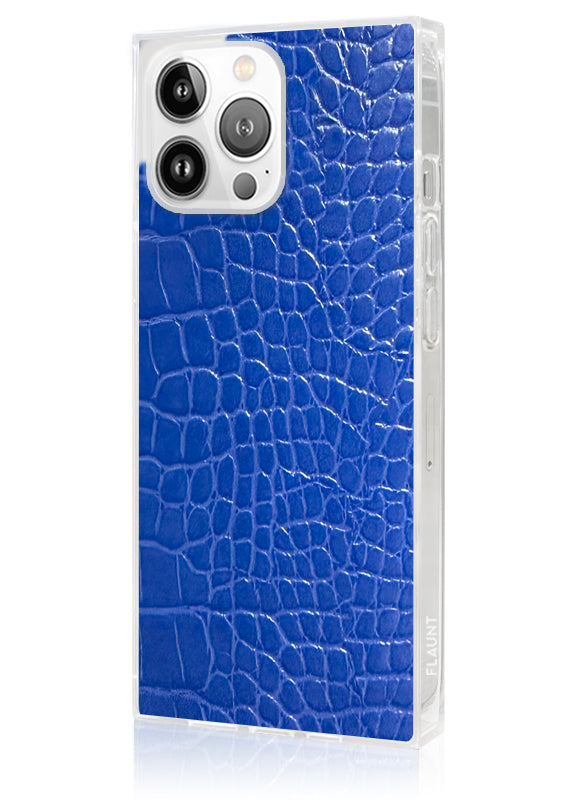 SQUARE? Blue Crocodile Faux Leather iPhone Case