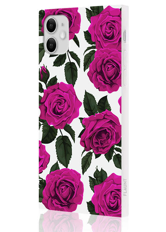 SQUARE? Fuchsia Rose Print iPhone Case