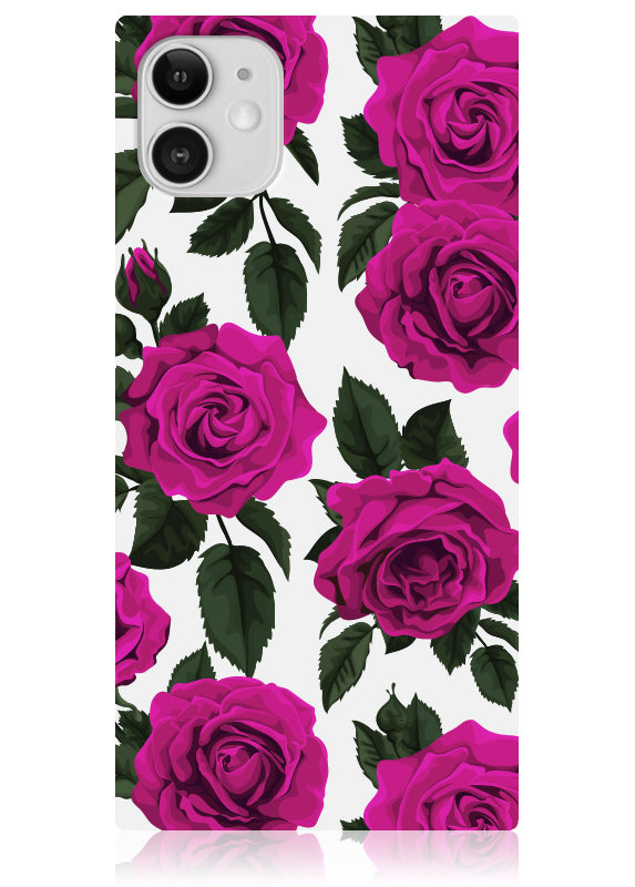SQUARE? Fuchsia Rose Print iPhone Case