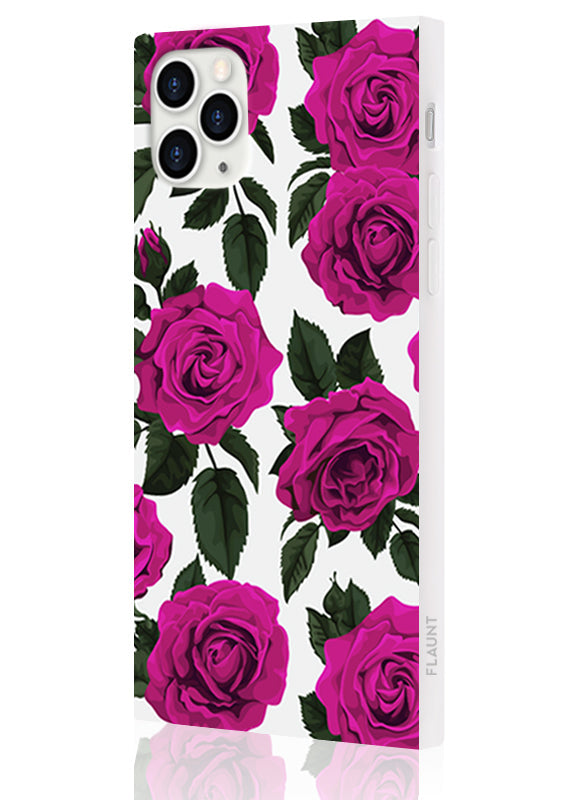 SQUARE? Fuchsia Rose Print iPhone Case